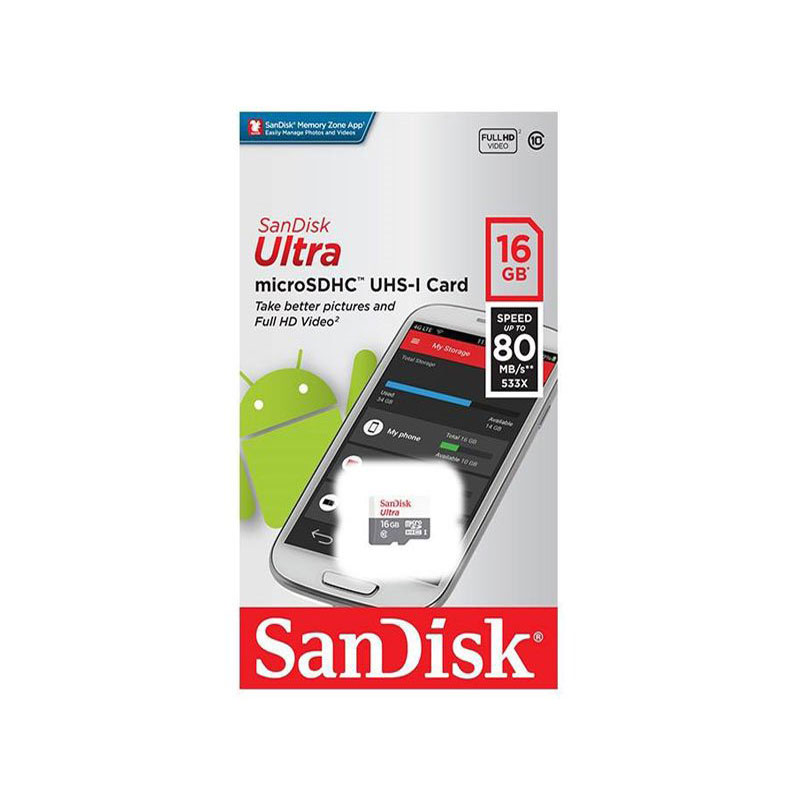 کارت حافظه microSDHC سن دیسک Ultra ظرفیت 16 گیگابایت