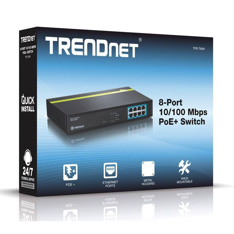 سوئیچ2 سوییچ 8 پورت PoE ترندنت مدل TPE-T80H