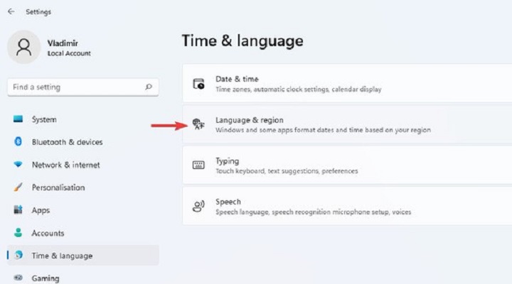 Language & region